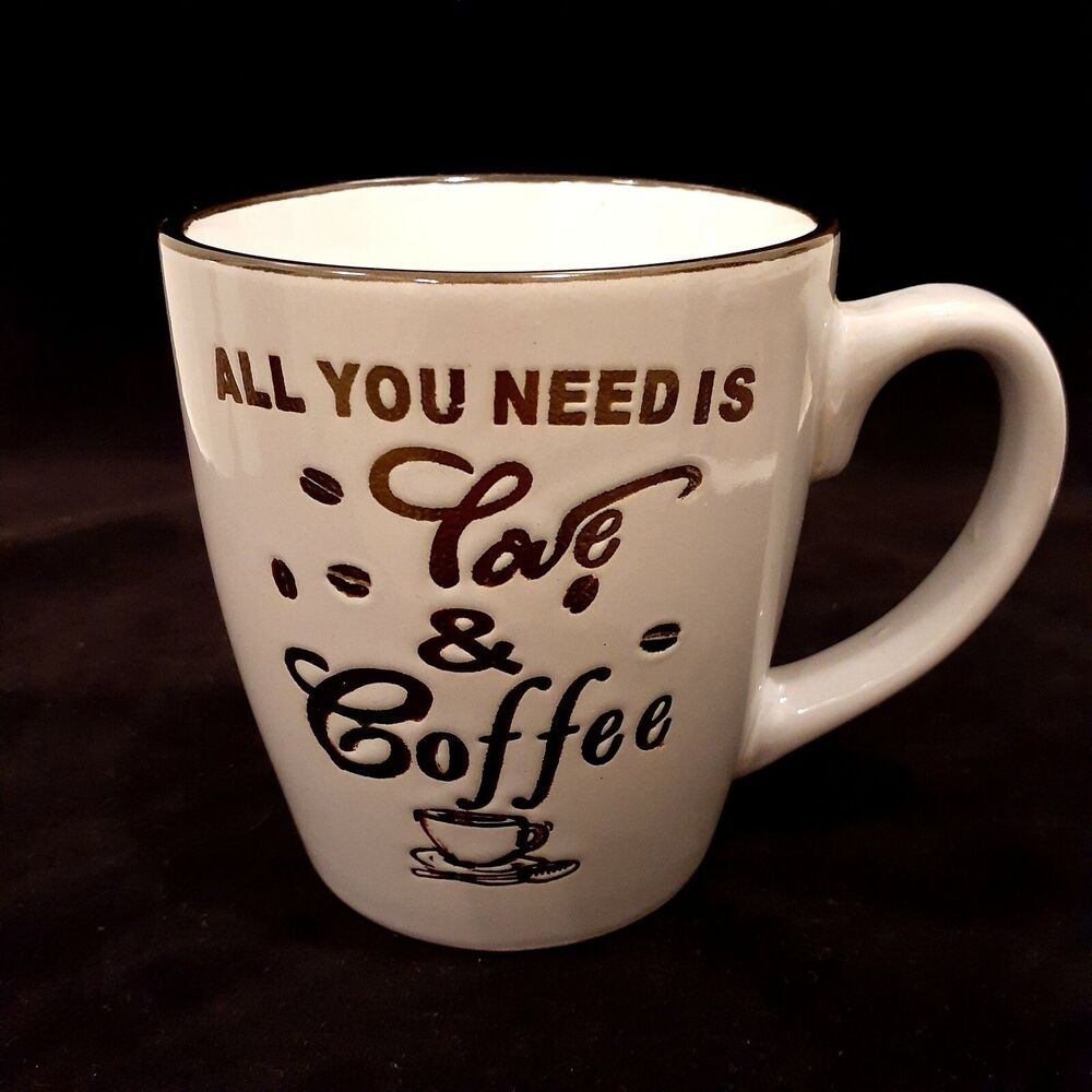 All You Need Is Love & Coffee Mug Cup Gray Ceramic Stoneware 16oz Royal Norfolk
